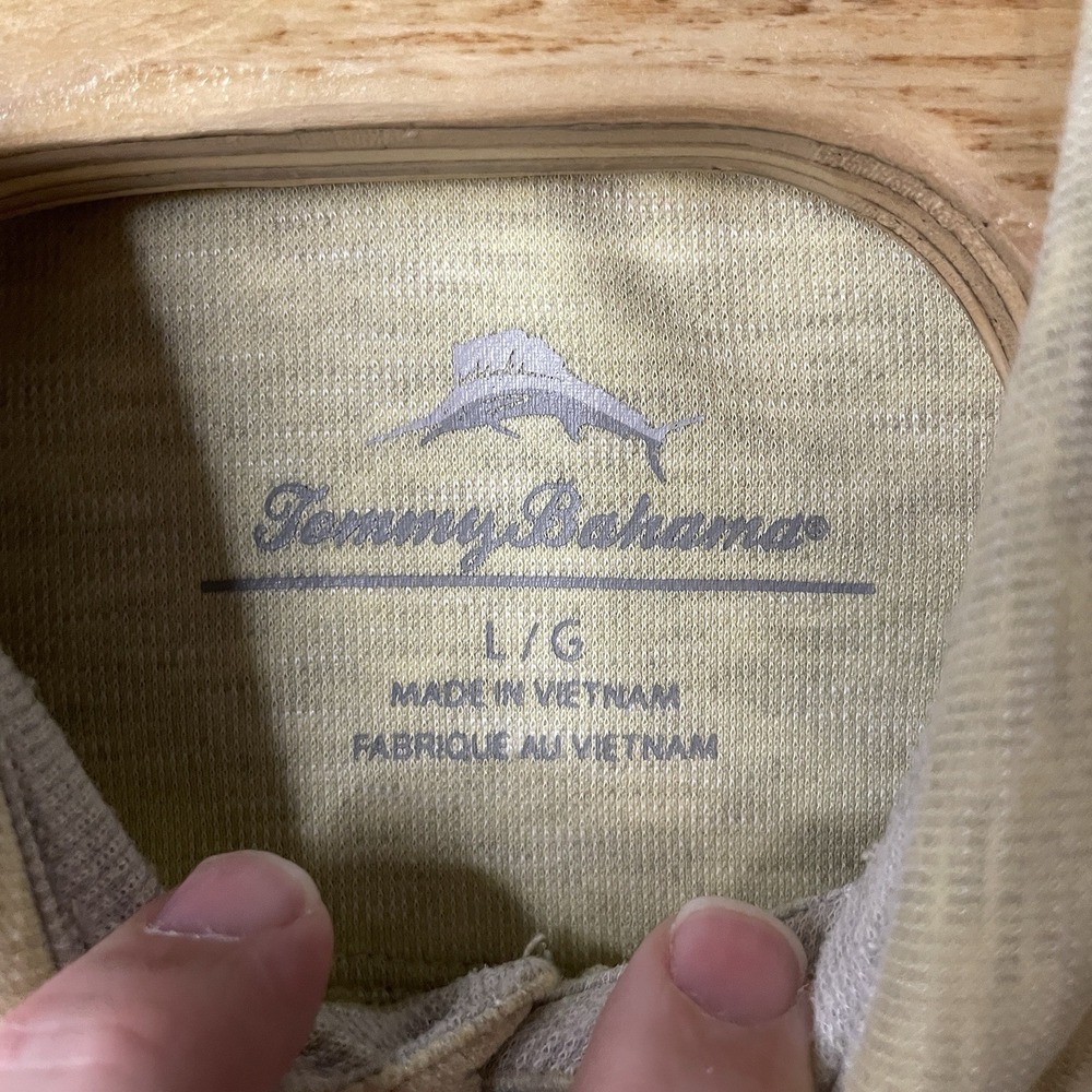 Tommy Bahama Men's L Polo Shirt Beige Modal/Poly Blend Beach Rugby Casual - Picture 2 of 10
